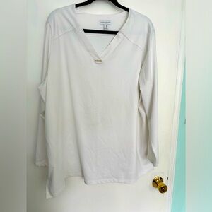 Susan Graver 2X tunic blouse white